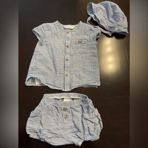 Mayoral 3 piece Blue Striped baby Outfit Set